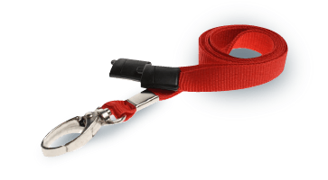 Plain red lanyard with metal J-clip and safety breakaway