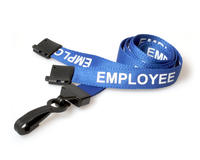 Recycled Blue Employee Lanyards with Plastic J Clip (Pack of 100)