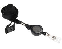 Recycled 15mm Plain Black Lanyards with Card Reels (Pack of 50) 