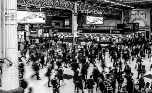 Busy train station