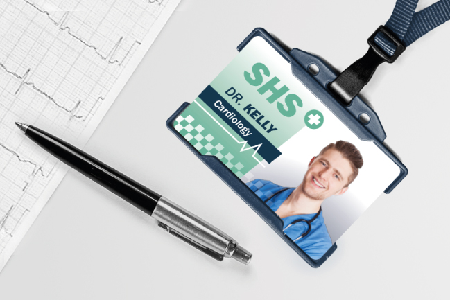single-sided open-faced ID card holder and secure photo ID card lanyard