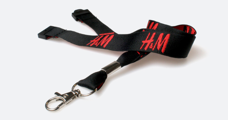 H&M personalised black lanyard with metal lobster clip and black safety breakaway