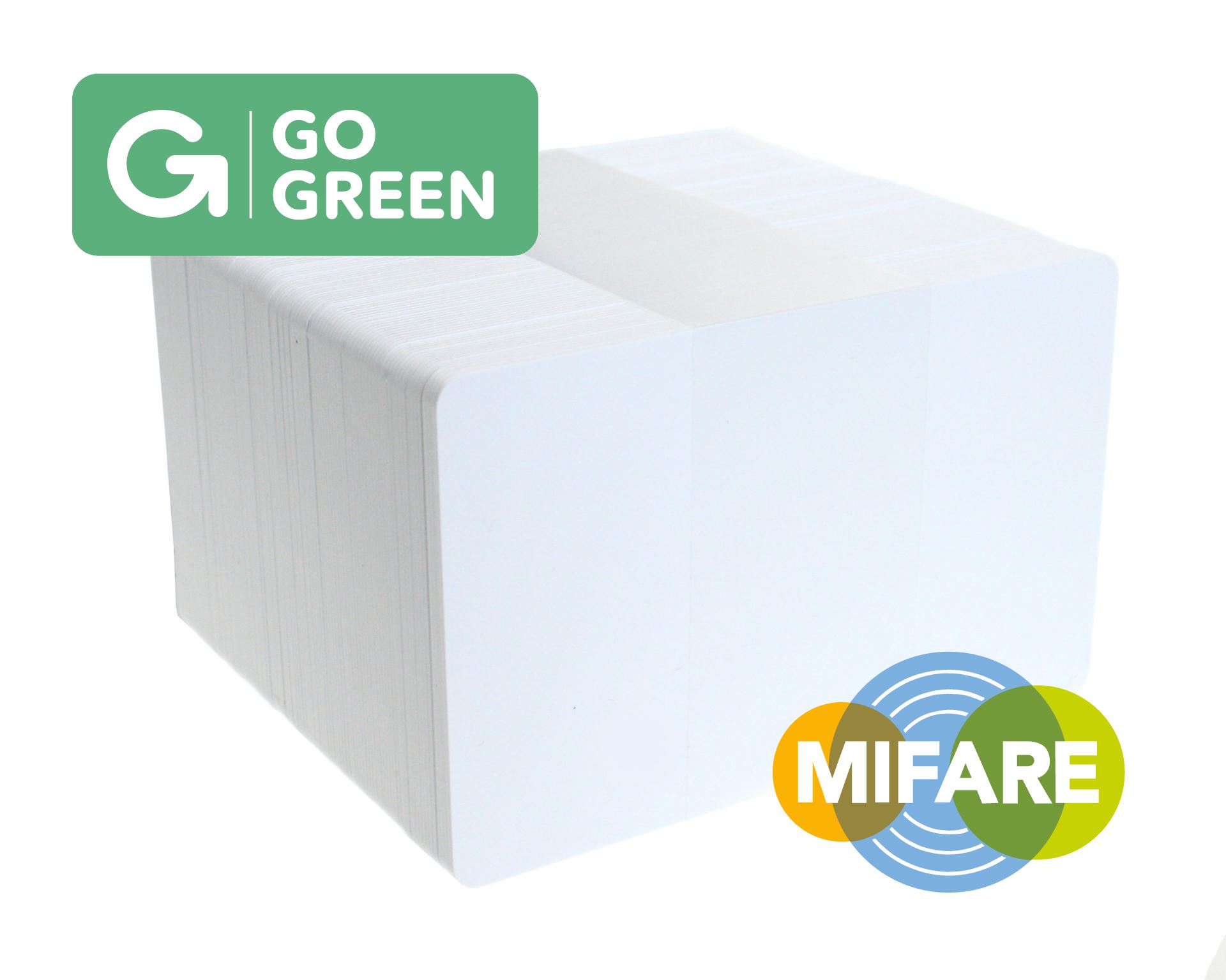 Pack of 100 Go Green Genuine NXP MIFARE® 4k EV1 Blank White Cards (85% Recycled Plastic)
