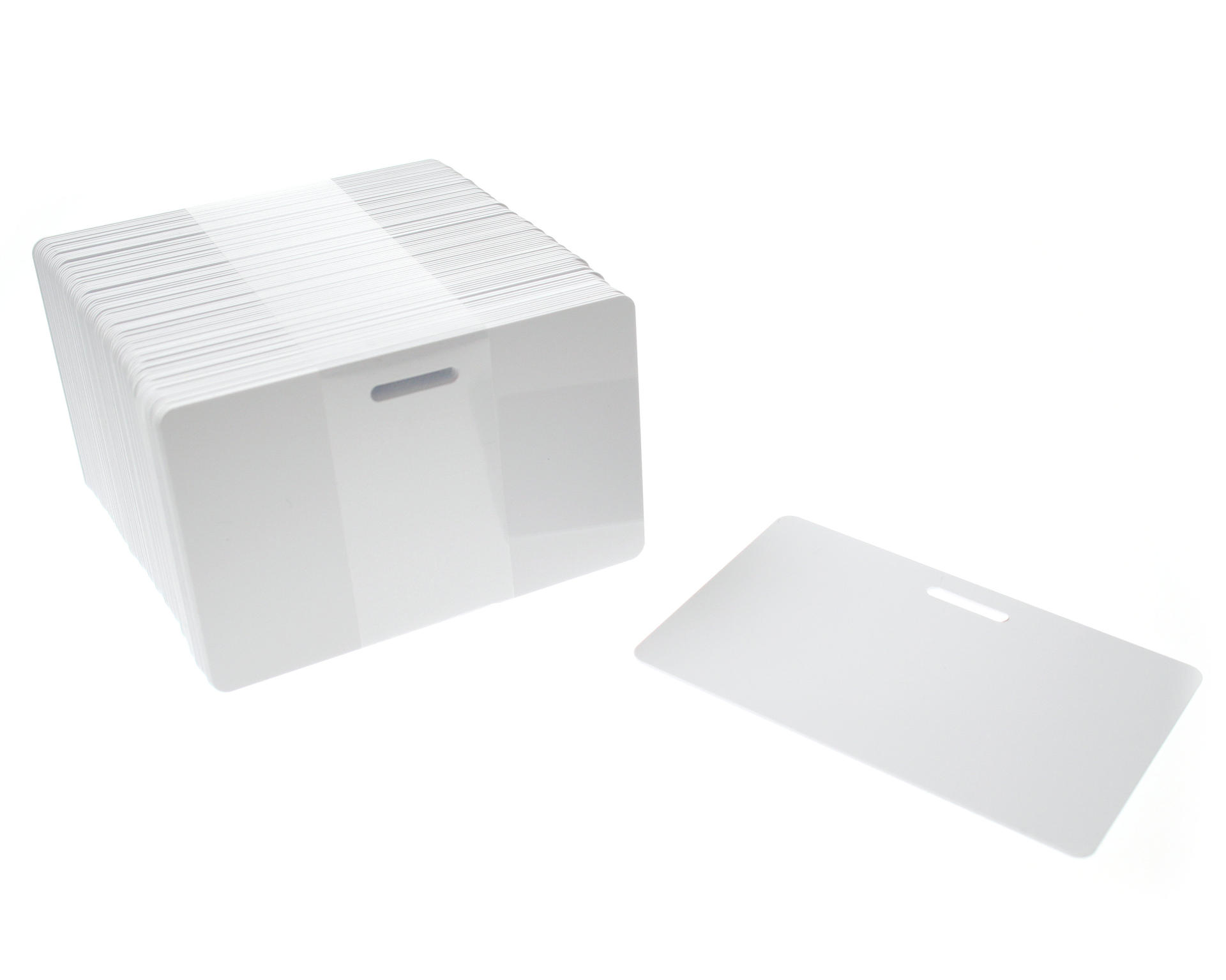 Blank White Slot Punched Plastic Cards (Pack of 100)