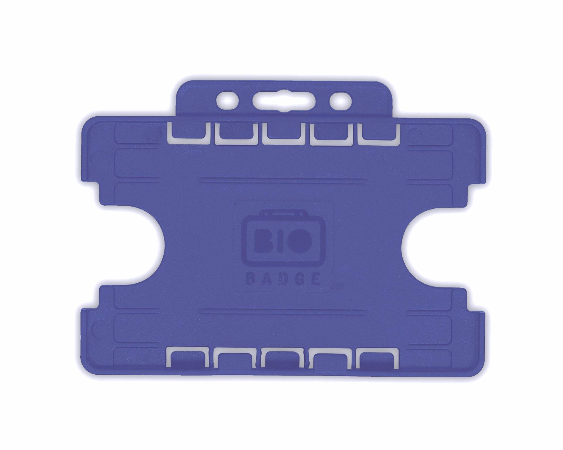 Mid Blue Dual-Sided BIOBADGE Open Faced ID Card Holders - Landscape (Pack of 100)