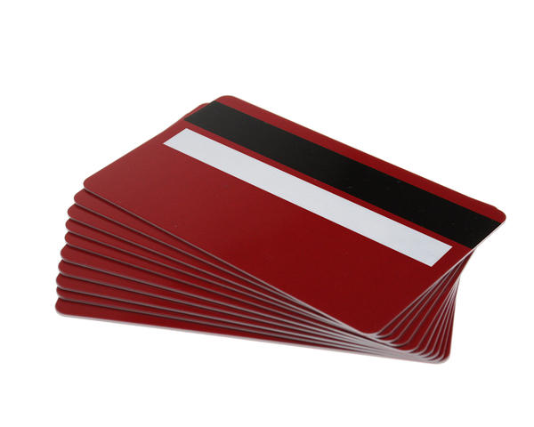 Pack of 100 Red 760 Micron Grade A Cards with Hi-Co Magnetic Stripe & Signature Panel 