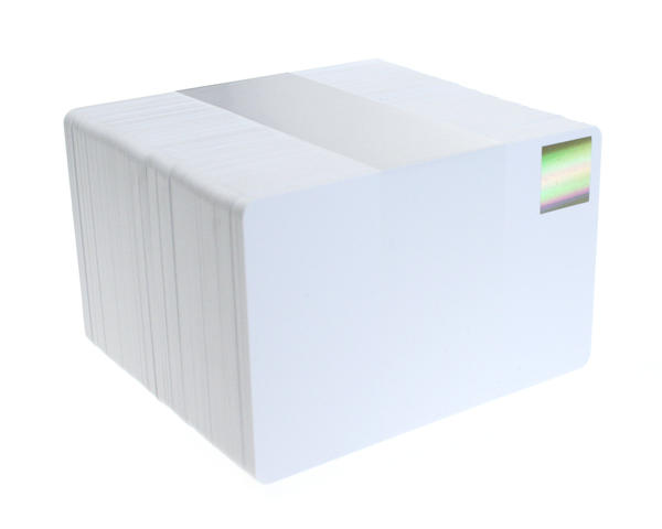 Pack of 100 Plain White PVC Cards with Gold Holopatch (Plain Diffuser Foil)