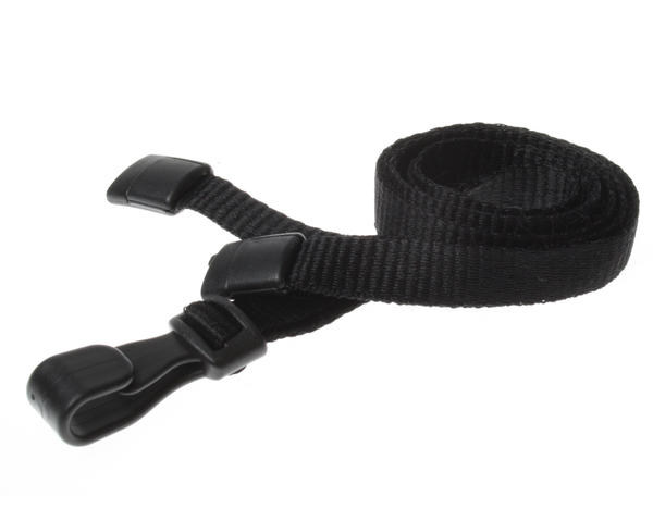 Recycled Plain Black Lanyards with Plastic J Clip (Pack of 100)