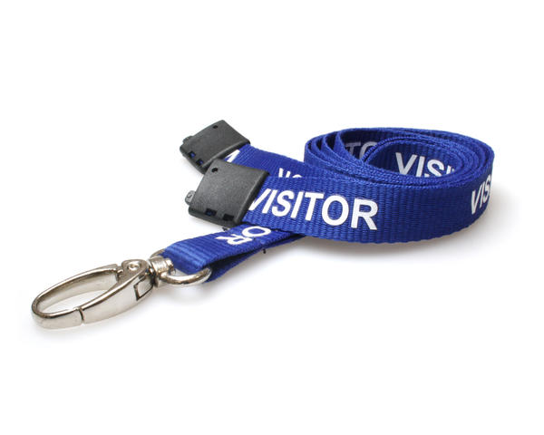15mm Visitor Royal Blue Lanyards with Lobster Clip - Pack of 100