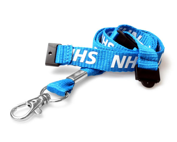 Pack of 100 NHS Lanyards with Double Breakaway Trigger Clip