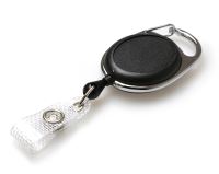 Black Carabiner ID Badge Reels with Recess & Strap Clip (Pack of 50)