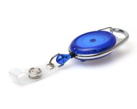 Blue Carabiner ID Badge Reels with Recess & Strap Clips (Pack of 50)