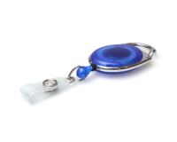 Blue Translucent Carabiner ID Badge Reels with Recess & Strap Clips (Pack of 50)