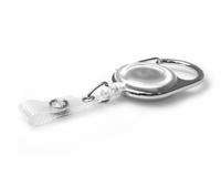 White Carabiner ID Badge Reels with Strap Clip (Pack of 50)