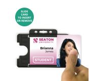 Black Single-Sided Open Faced ID Card Holders - Landscape (Pack of 100) 