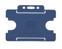 Dark Blue Single-Sided BioBadge Open Faced ID Card Holders - Landscape (Pack of 100)