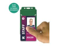 Dark Green Single-Sided Open Faced ID Card Holders - Portrait (Pack of 100) 