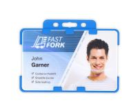 Light Blue Dual-Sided Open Faced ID Card Holders - Landscape (Pack of 100)