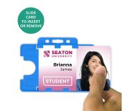 Light Blue Dual-Sided Open Faced ID Card Holders - Landscape (Pack of 100)