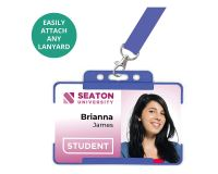 Mid Blue Single-Sided Open Faced ID Card Holders - Landscape (Pack of 100)