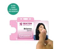 Pink Single-Sided Open Faced ID Card Holders - Landscape (Pack of 100)