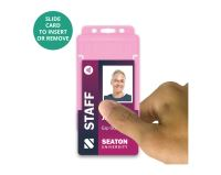 Pink Single-Sided Open Faced ID Card Holders - Portrait (Pack of 100)