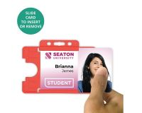 Red Single-Sided Open Faced ID Card Holders - Landscape (Pack of 100)