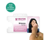 White Single-Sided Open Faced ID Card Holders - Landscape (Pack of 100)