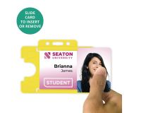 Yellow Single-Sided Open Faced ID Card Holders - Landscape (Pack of 100)