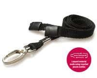 Plain Black Lanyards with Metal Lobster Clip (Pack of 100)