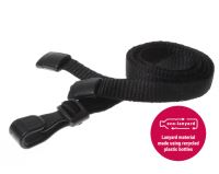 Recycled Plain Black Lanyards with Plastic J Clip (Pack of 100)