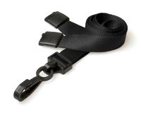 Recycled Plain Black Lanyards with Plastic J Clip - 15mm (Pack of 100)