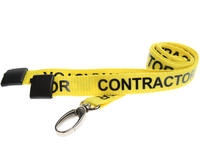 Pack of 100 15mm CONTRACTOR Yellow Lanyards Met Lobster Clip