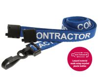 Recycled Blue Contractor Lanyards with Plastic J Clip (Pack of 100)