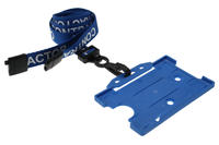 Recycled Blue Contractor Lanyards with Plastic J Clip (Pack of 100)