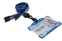 Recycled Blue Contractor Lanyards with Plastic J Clip (Pack of 100)