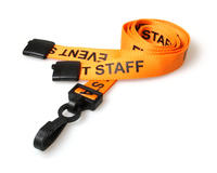 Recycled Orange Event Staff Lanyards with Plastic J Clip (Pack of 100)