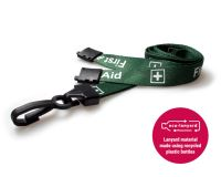 Recycled Green First Aid Lanyards with Plastic J Clip (Pack of 100)
