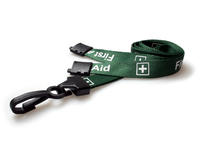 Recycled Green First Aid Lanyards with Plastic J Clip (Pack of 100)