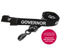 Recycled Black Governor Lanyards with Plastic J Clip (Pack of 100)