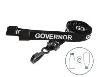 Black Governor Lanyards with Plastic J Clip (Pack of 100)