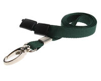 Recycled Plain Dark Green Lanyards with Metal Lobster Clip (Pack of 100)