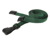 Recycled Plain Dark Green Lanyards with Plastic J Clip (Pack of 100)