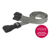 Recycled Plain Grey Lanyards with Plastic J Clip (Pack of 100)