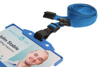Recycled Plain Light Blue Lanyards with Plastic J Clip (Pack of 100)