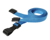 Recycled Plain Light Blue Lanyards with Plastic J Clip (Pack of 100)