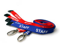Recycled Royal Blue Staff & 50 Recycled Red Visitor Lanyards with Metal Lobster Clip (Pack of 100)