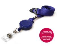 Recycled Plain Navy Blue Lanyards with Card Reel (Pack of 50)