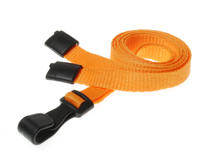 Pack of 100 Orange Breakaway Lanyards w Plastic J-Clip