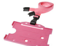 Pack of 100 Pink Breakaway Lanyards w Plastic J-Clip